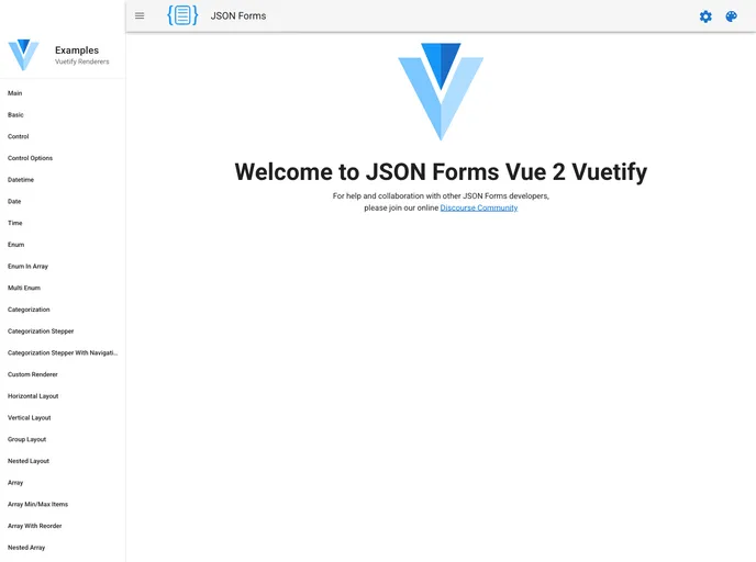 screenshot of Jsonforms Vuetify Renderers