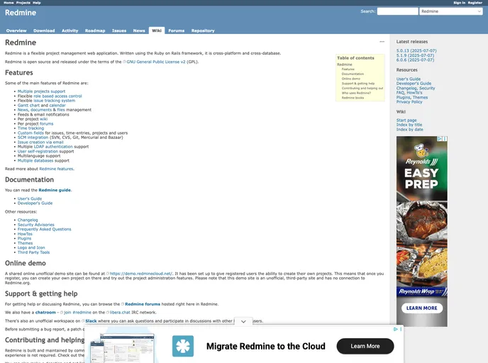 screenshot of Redmine