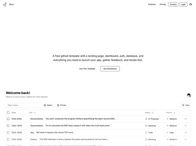 screenshot of Nextjs Template