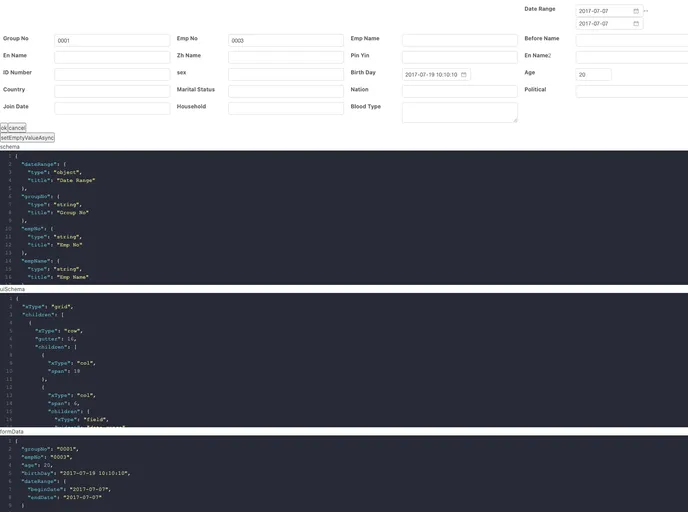screenshot of Antd Jsonschema Form