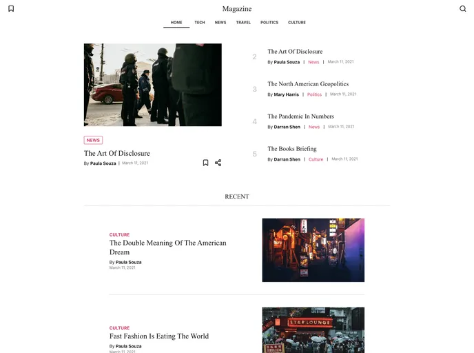 screenshot of Magazine