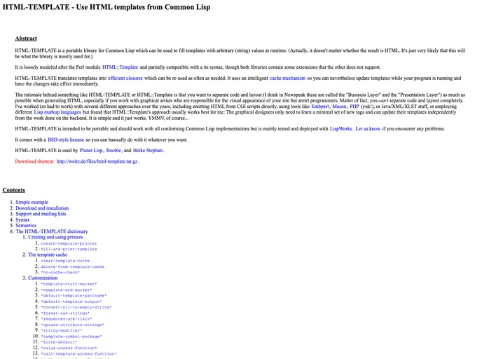 screenshot of Html Template