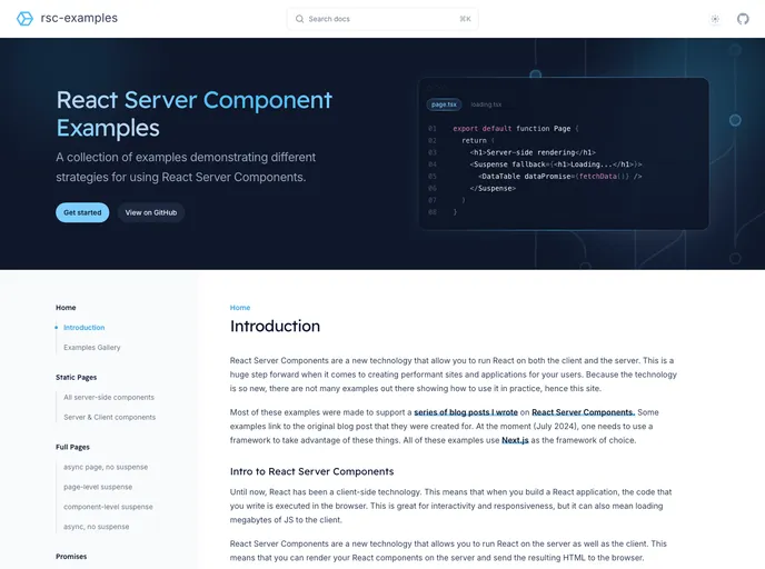 screenshot of Rsc Examples