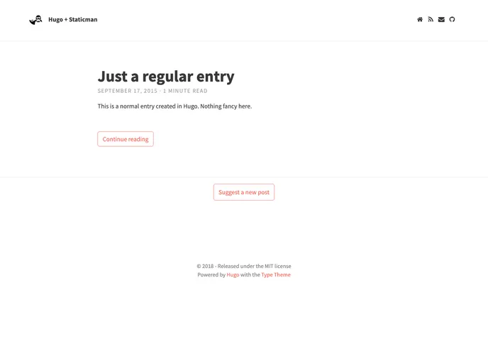 screenshot of Hugo Plus Staticman