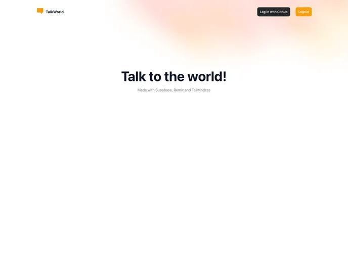 screenshot of Supabase Remix Talkworld Chat