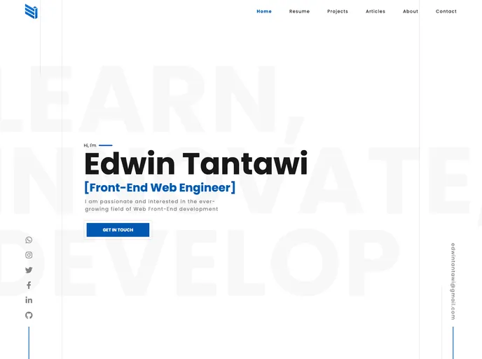 screenshot of Portfolio Website
