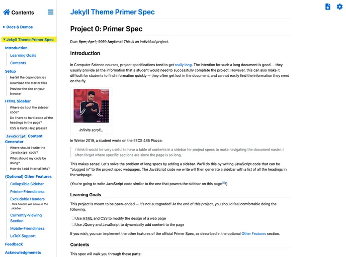 screenshot of Primer Spec