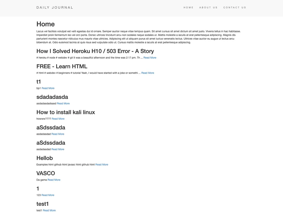 screenshot of Blog Template Ejs