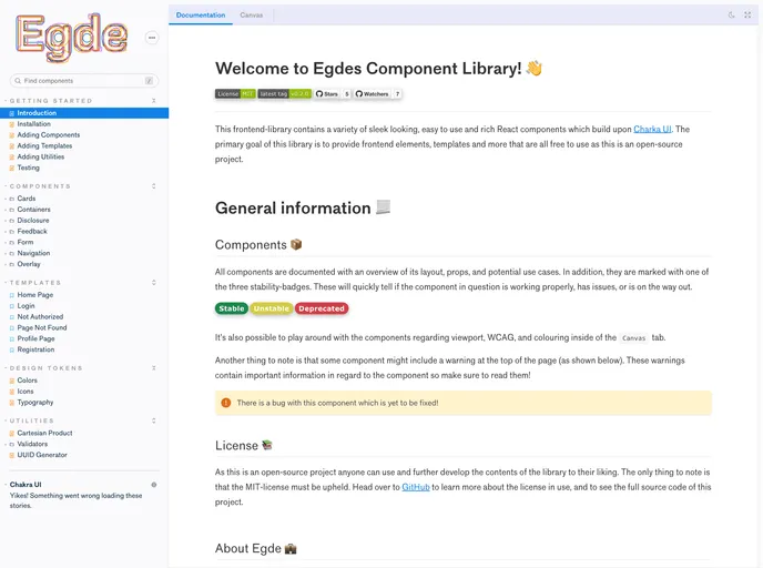 screenshot of Egde Components