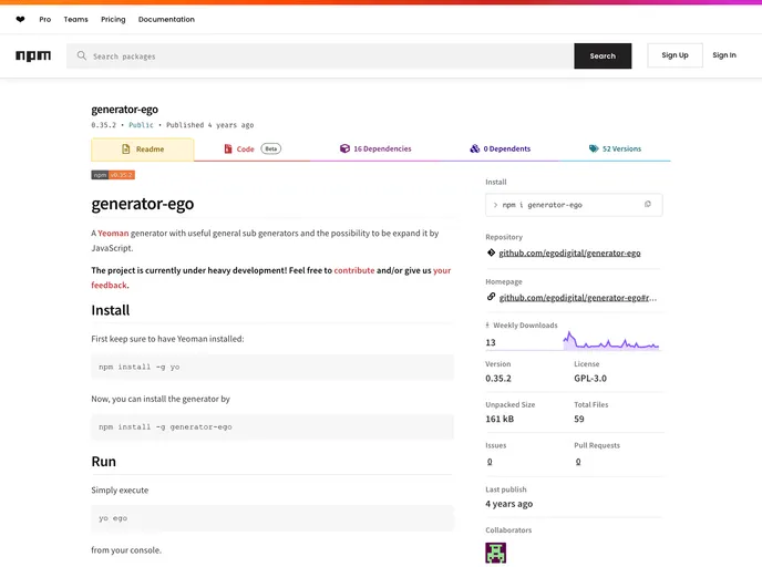 screenshot of Generator Ego