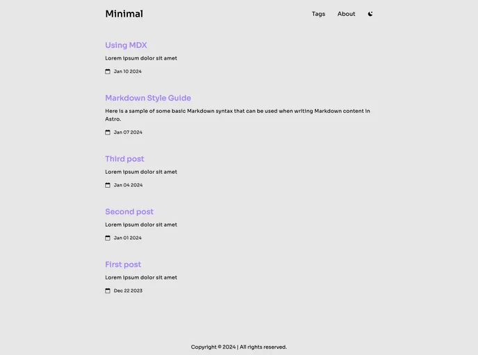 screenshot of Minimal