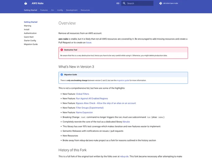 screenshot of Aws Nuke