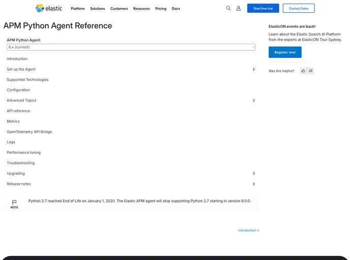 screenshot of Apm Agent Python