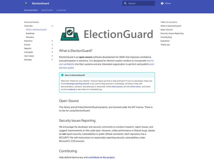 screenshot of Electionguard