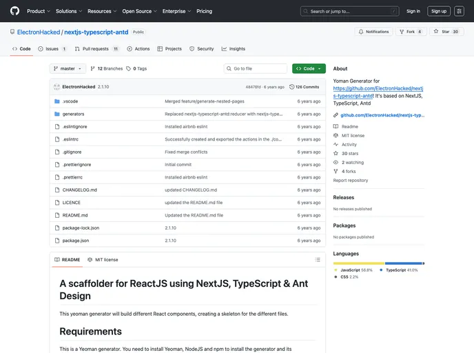 screenshot of Nextjs Typescript Antd