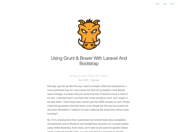 screenshot of Grunt Laravel