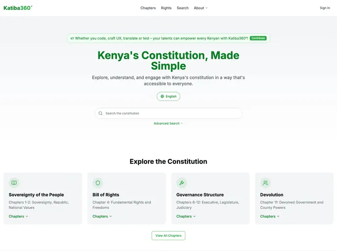 screenshot of Katiba360