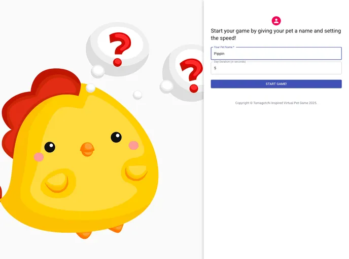 screenshot of Tamagotchi Virtual Pet