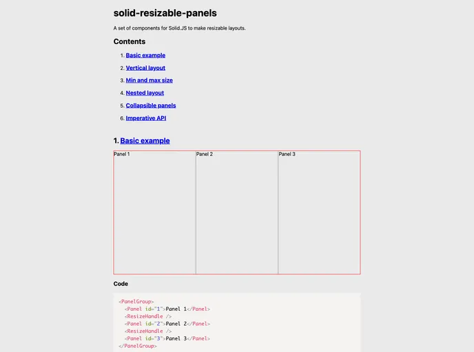 screenshot of Solid Resizable Panels