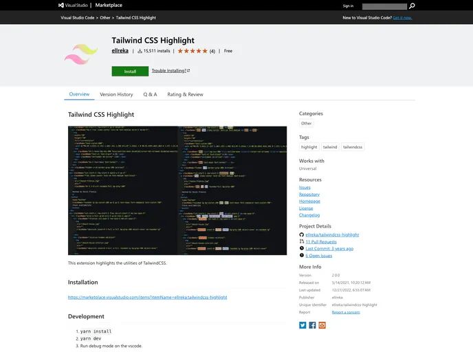 screenshot of Tailwindcss Highlight