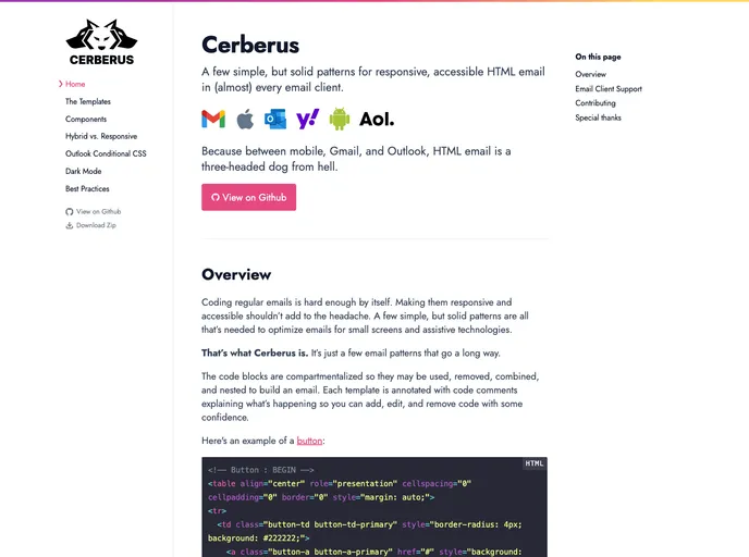 screenshot of Cerberus