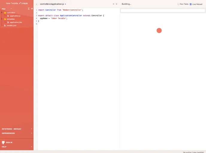 screenshot of Ember Twiddle