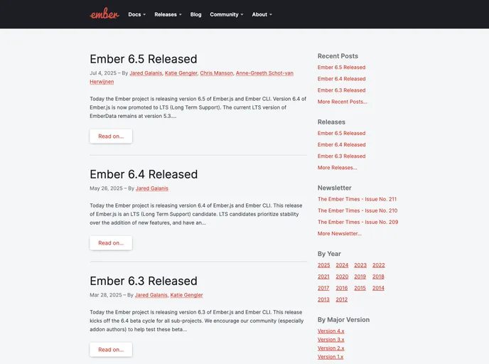 screenshot of Ember Blog