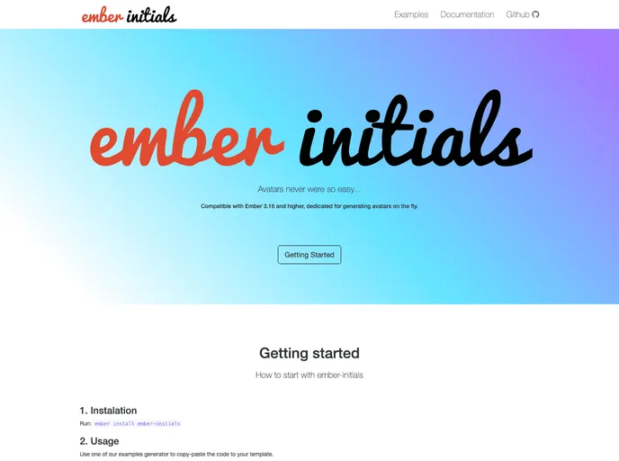 screenshot of Ember Initials