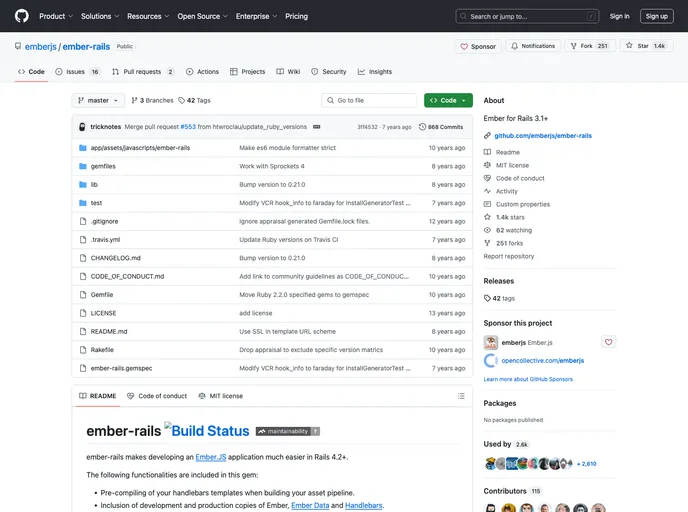screenshot of Ember Rails