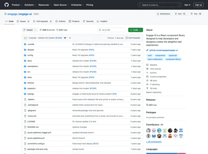 screenshot of Engage UI