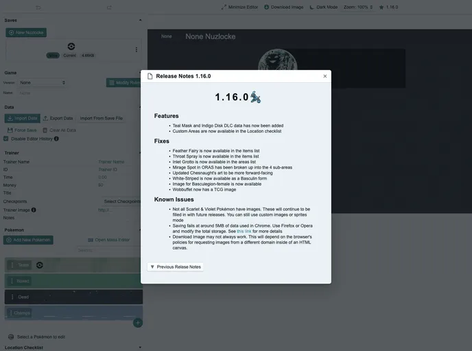 screenshot of Nuzlocke Generator