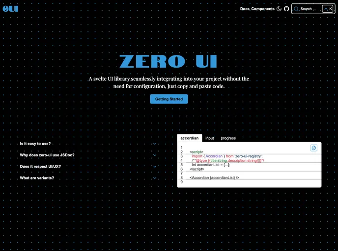 screenshot of Zero UI