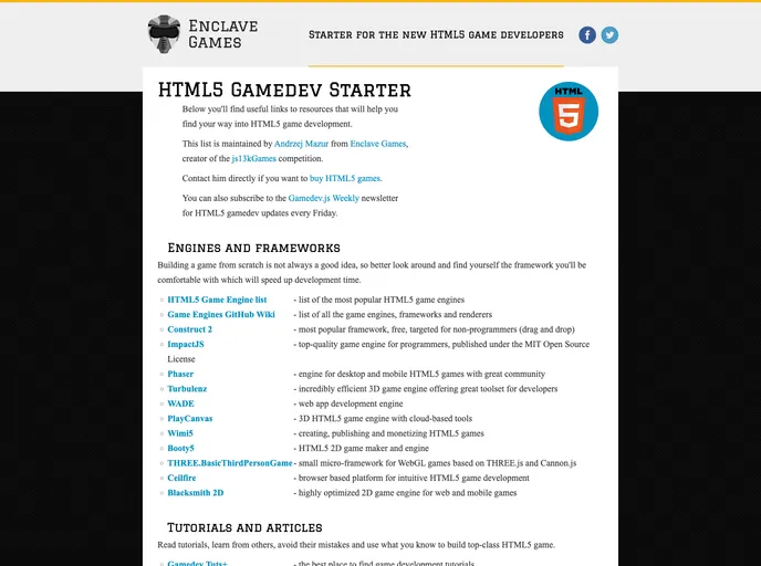 screenshot of HTML5 Gamedev Starter