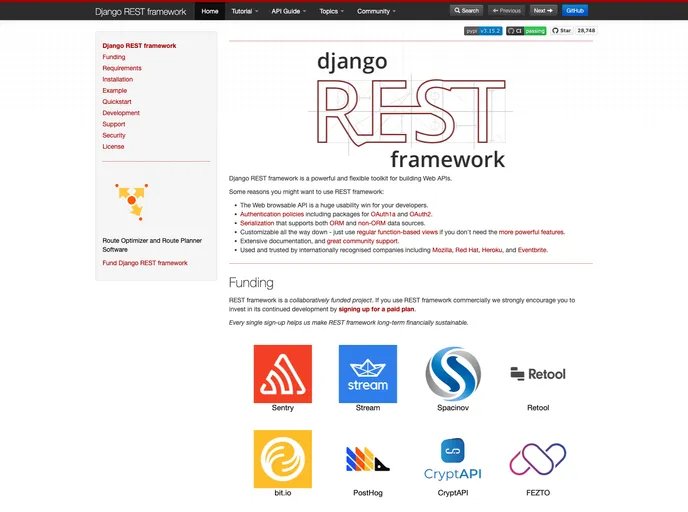 screenshot of Django Rest Framework