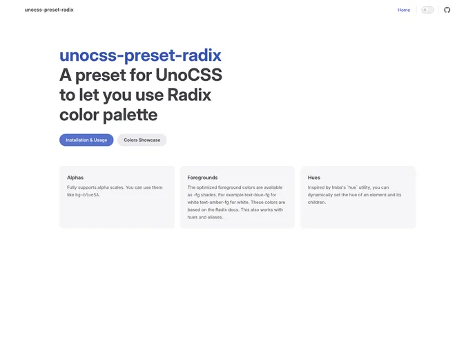 screenshot of Unocss Preset Radix