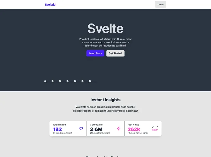 screenshot of Sveltekit Landing Daisy