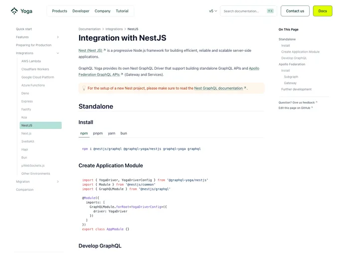 screenshot of Graphql Yoga Nestjs