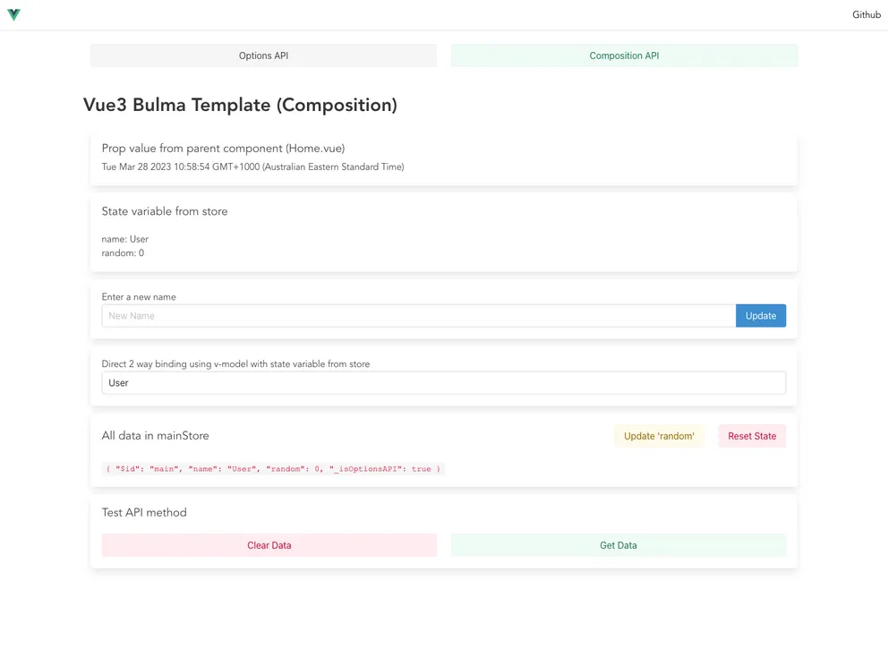 Vue3 Bulma Template screenshot