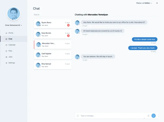 screenshot of Tailwindcss Chat