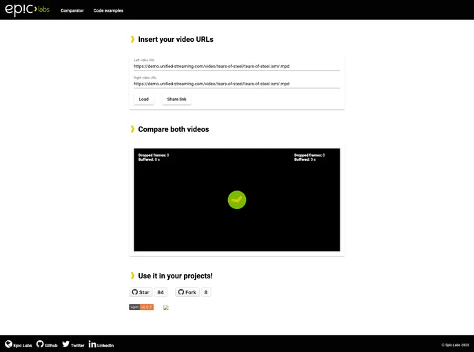 screenshot of Epic Video Comparator