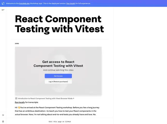 screenshot of React Component Testing With Vitest