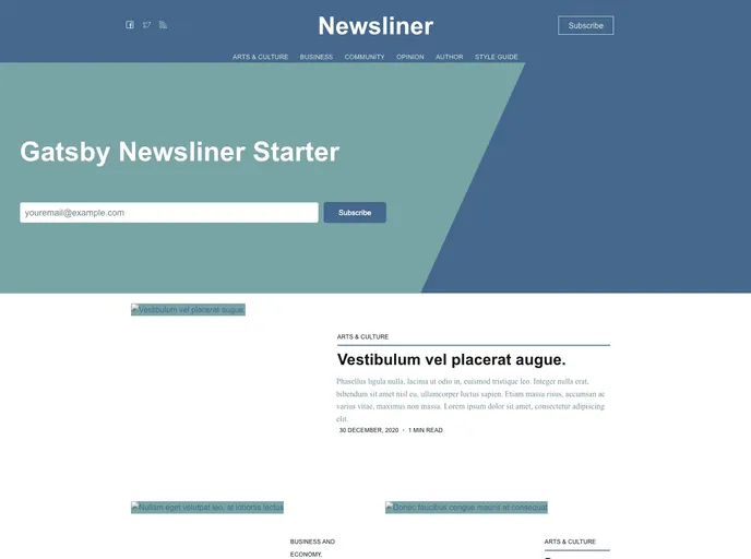 screenshot of Newsliner Gatsby