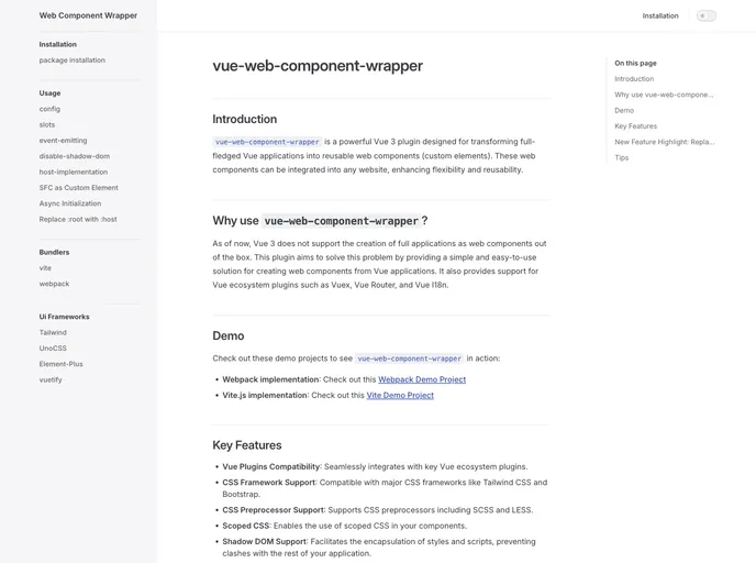 Vue Web Component Wrapper