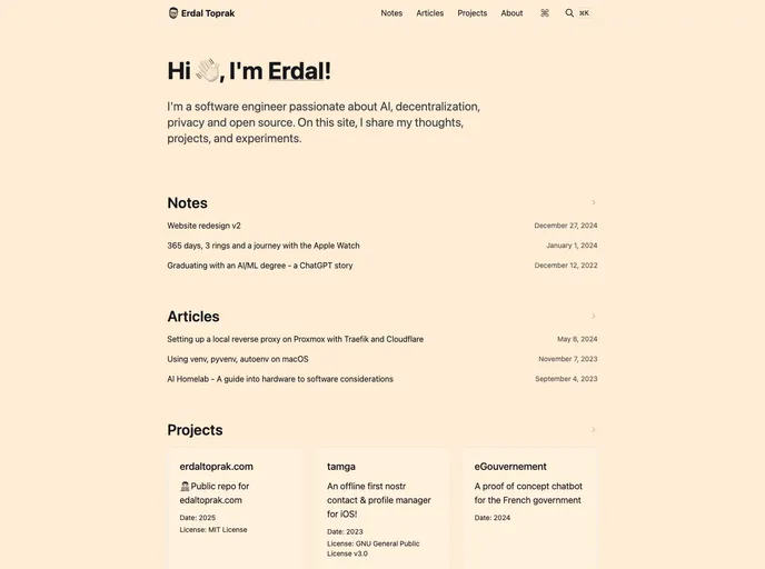 screenshot of Erdaltoprak.com