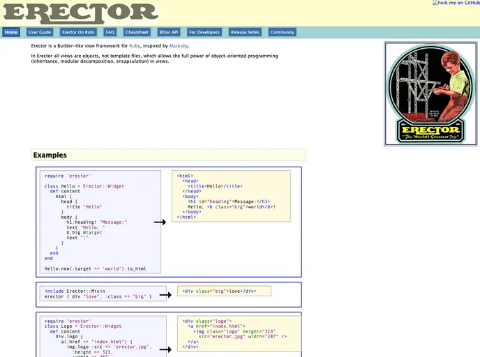 screenshot of Erector