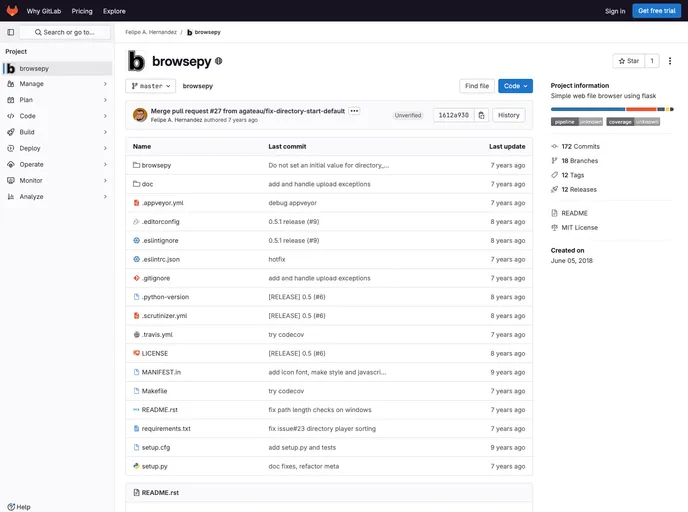 screenshot of Browsepy