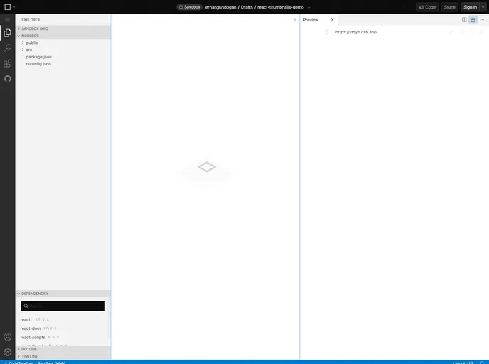 screenshot of React Thumbnails