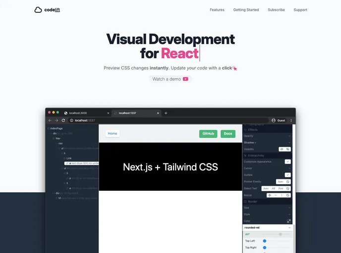 Codelift by Ericclemmons - A Nextjs Template | Built At Lightspeed