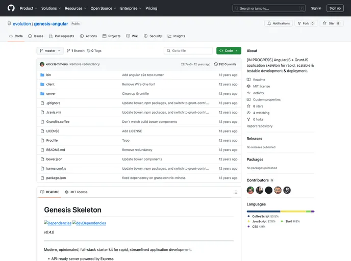 screenshot of Genesis Skeleton