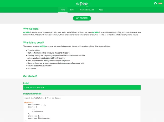 screenshot of Ag Table